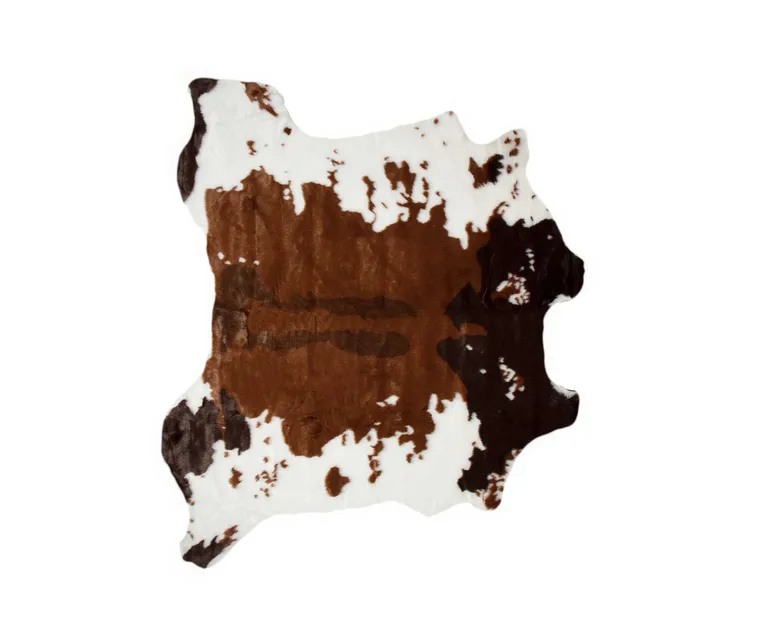 Faux Cow Hide Brown And White Area Rug Photo 1