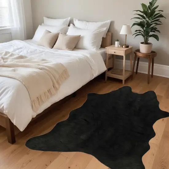 Black Faux Cowhide Machine Tufted Area Rug Photo 1