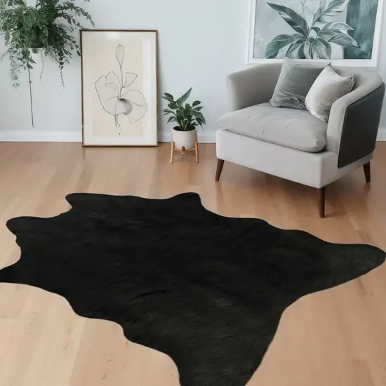 Black Faux Cowhide Shag Area Rug Photo 1