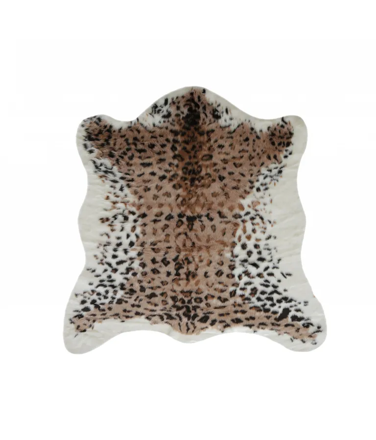 Faux Leopard Hide Black Brown And White Area Rug Photo 3