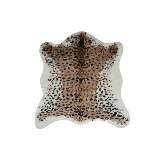 Faux Leopard Hide Black Brown And White Area Rug Photo 3