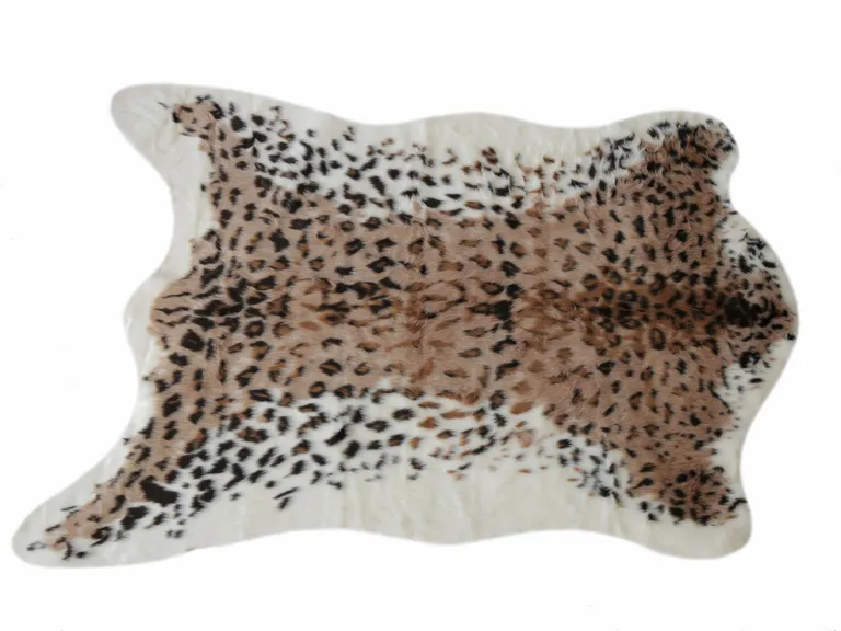 Faux Leopard Hide Black Brown And White Area Rug Photo 1