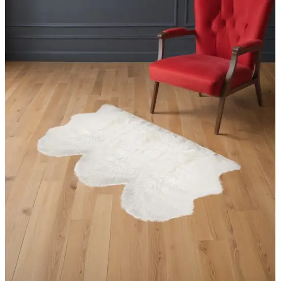 Off White Faux Sheepskin Printed Area Rug Photo 1