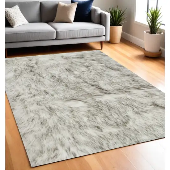 Gray Faux Sheepskin Printed Area Rug Photo 1