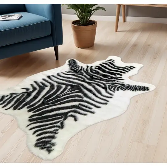 Black and White Zebra Print Area Rug Photo 2