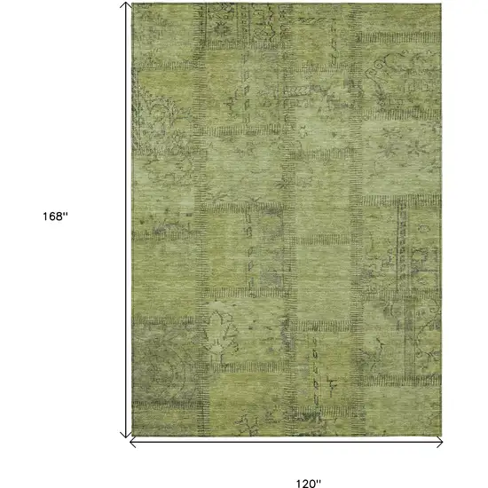 Fern Green And Artichoke Green Patchwork Washable Indoor Outdoor Area Rug Photo 3