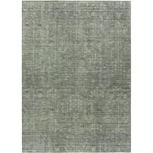 Photo of Fern Green And Gray Southwestern Washable Indoor Outdoor Area Rug