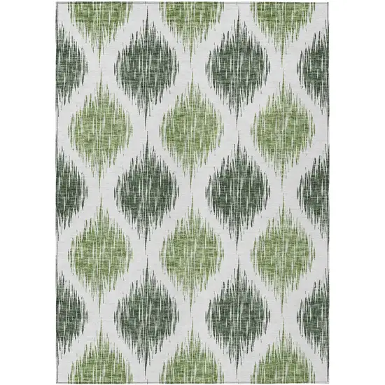 Fern Green And Ivory Ikat Washable Indoor Outdoor Area Rug Photo 2