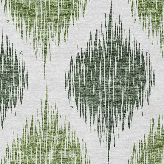 Fern Green And Ivory Ikat Washable Indoor Outdoor Area Rug Photo 5