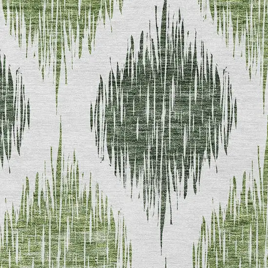 Fern Green And Ivory Ikat Washable Indoor Outdoor Area Rug Photo 5