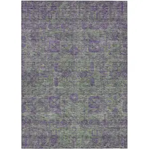 Photo of Fern Green And Purple Oriental Washable Indoor Outdoor Area Rug