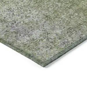 Photo of Fern Green Artichoke Green And Ivory Oriental Washable Indoor Outdoor Area Rug