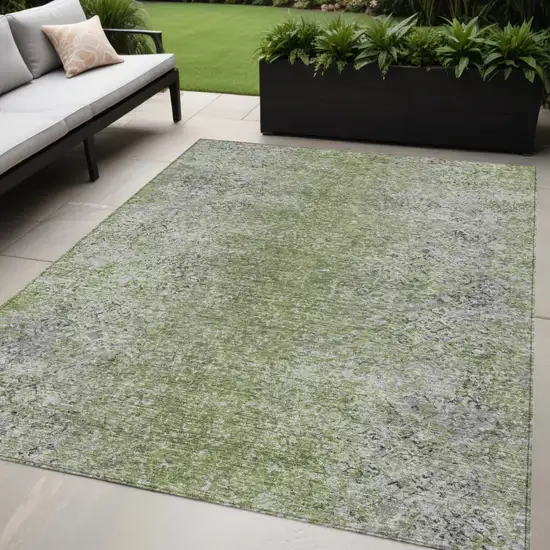 Fern Green Artichoke Green And Ivory Oriental Washable Indoor Outdoor Area Rug Photo 1