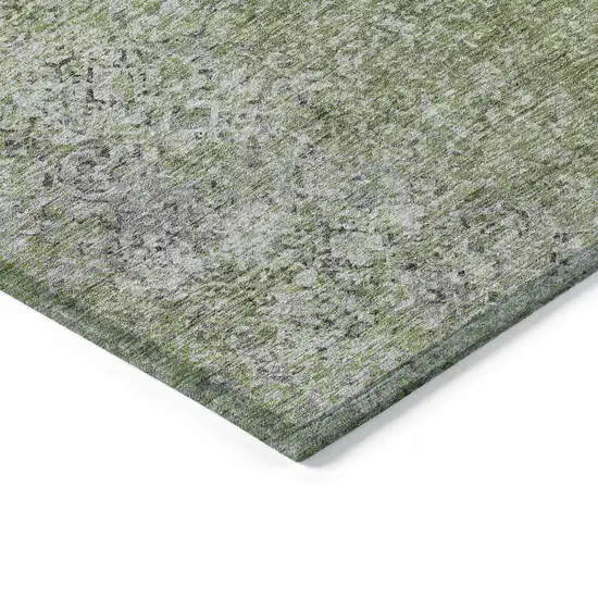 Fern Green Artichoke Green And Ivory Oriental Washable Indoor Outdoor Area Rug Photo 5