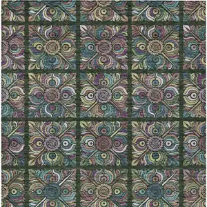 Photo of Fern Green Purple And Teal Blue Medallion Washable Indoor Outdoor Area Rug