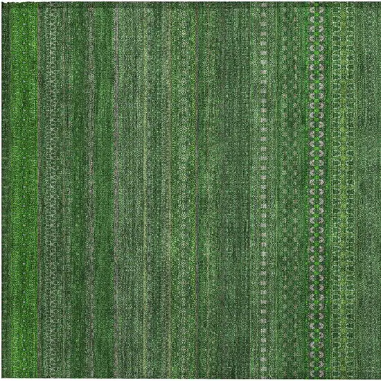 Fern Green Striped Washable Non Skid Indoor Outdoor Area Rug Photo 7