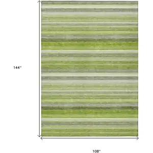 Photo of Fern Green Striped Washable Non Skid Indoor Outdoor Area Rug