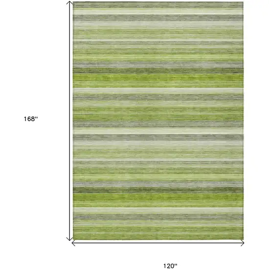 Fern Green Striped Washable Non Skid Indoor Outdoor Area Rug Photo 3