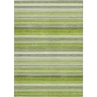 Photo of Fern Green Striped Washable Non Skid Indoor Outdoor Area Rug