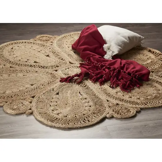 Floral Doily Natural Jute Area Rug Photo 7