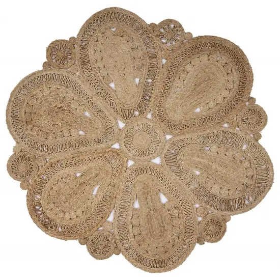 Floral Doily Natural Jute Area Rug Photo 10