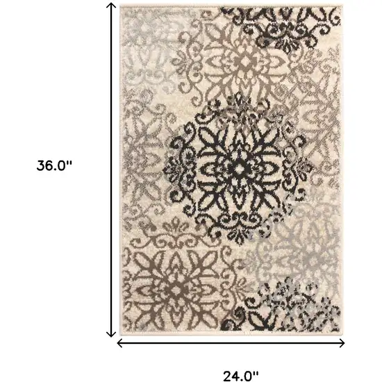 Floral Medallion Stain Resistant Area Rug Photo 6