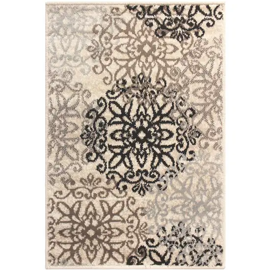 Floral Medallion Stain Resistant Area Rug Photo 1