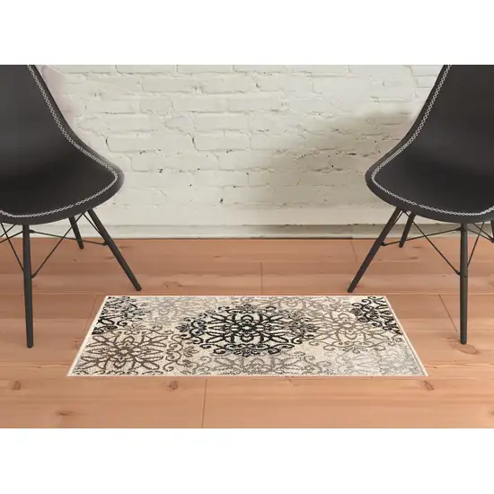 Floral Medallion Stain Resistant Area Rug Photo 7