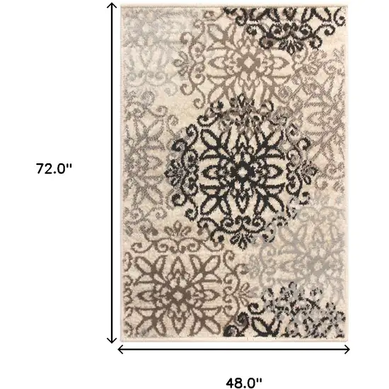 Floral Medallion Stain Resistant Area Rug Photo 7