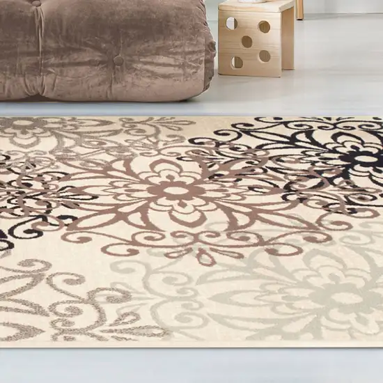 Floral Medallion Stain Resistant Area Rug Photo 6