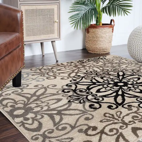 Floral Medallion Stain Resistant Area Rug Photo 5