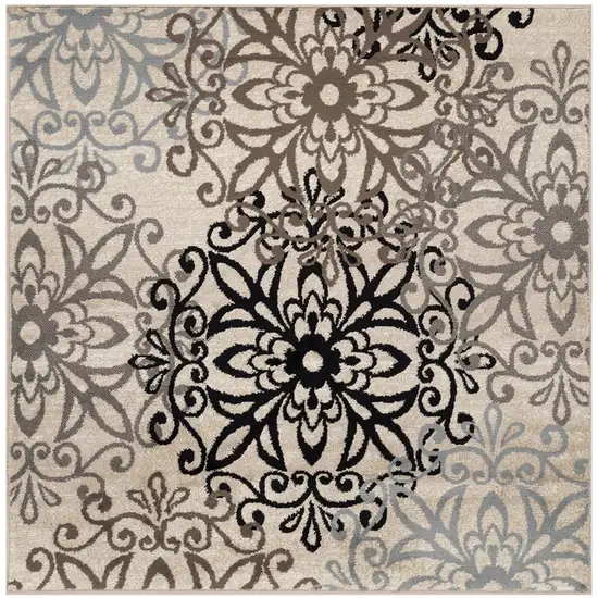 Floral Medallion Stain Resistant Area Rug Photo 1