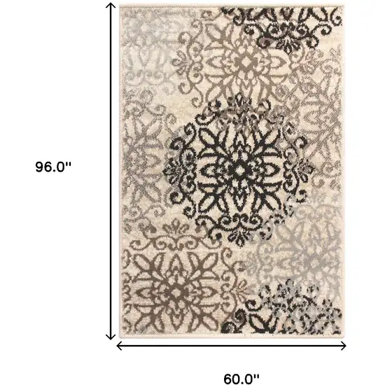 Floral Medallion Stain Resistant Area Rug Photo 7