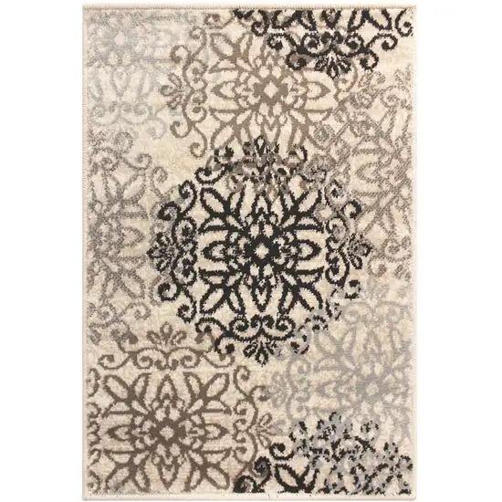 Floral Medallion Stain Resistant Area Rug Photo 1