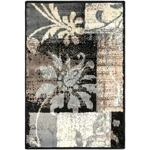 Photo of Floral Power Loom Distressed Stain Resistant Area Rug