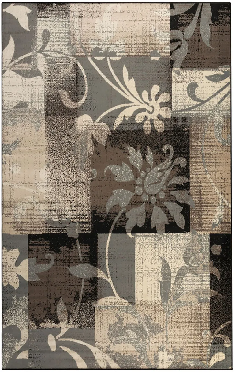 Floral Power Loom Distressed Stain Resistant Area Rug Photo 1
