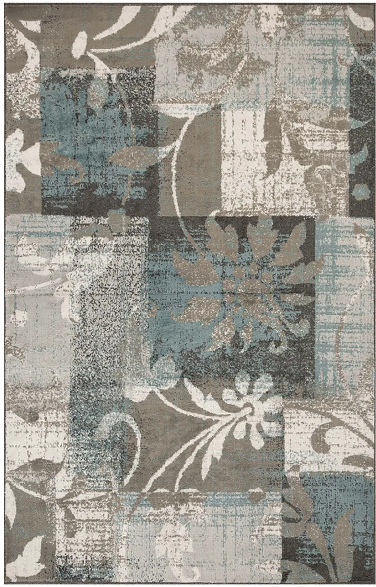 Floral Power Loom Distressed Stain Resistant Area Rug Photo 1