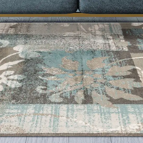 Floral Power Loom Distressed Stain Resistant Area Rug Photo 6