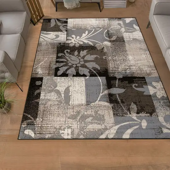 Floral Power Loom Distressed Stain Resistant Area Rug Photo 2