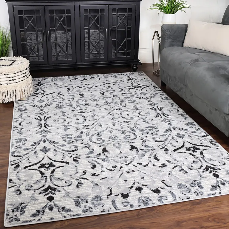 Floral Vines Power Loom Stain Resistant Area Rug Photo 2