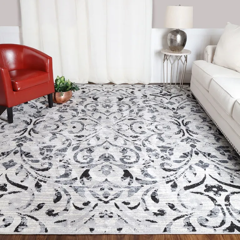 Floral Vines Power Loom Stain Resistant Area Rug Photo 2