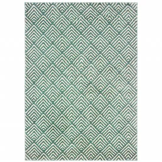 Foam Blue And Ivory Geometric Power Loom Stain Resistant Area Rug Photo 1