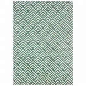 Photo of Foam Blue And Ivory Geometric Power Loom Stain Resistant Area Rug