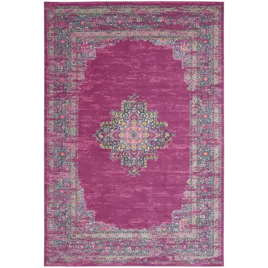 Fuchsia Floral Power Loom Area Rug Photo 1