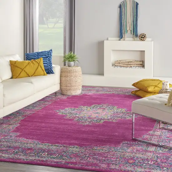 Fuchsia Floral Power Loom Area Rug Photo 9