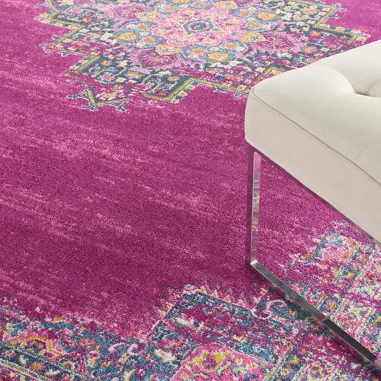 Fuchsia Floral Power Loom Area Rug Photo 8