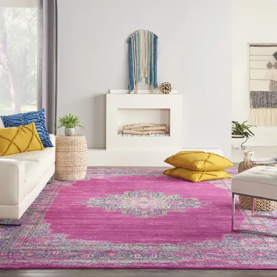 Fuchsia Floral Power Loom Area Rug Photo 8