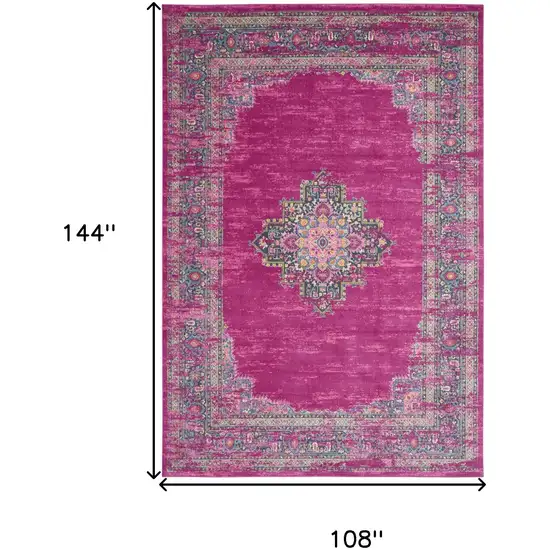 Fuchsia Floral Power Loom Area Rug Photo 9