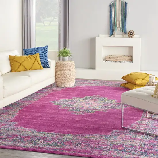 Fuchsia Floral Power Loom Area Rug Photo 7