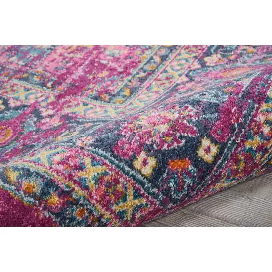 Fuchsia and Blue Distressed Area Rug Photo 4